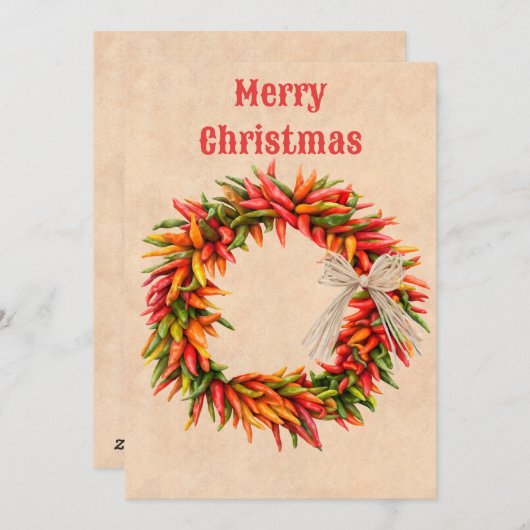 Zuidwesten Chile Ristra krans platte kerst Kaart (Voorkant / Achterkant)