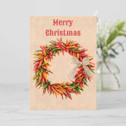 Zuidwesten Chile Ristra krans platte kerst Kaart (Staand voorkant)