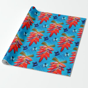 Zuidwesten Chili Pepper Turquoise Fiesta Patroon Cadeaupapier