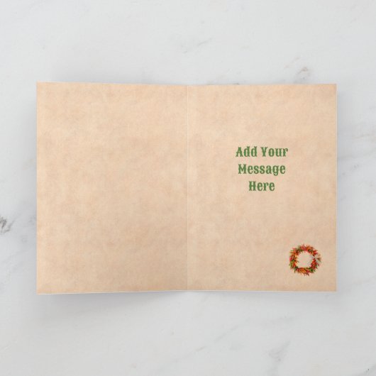 Zuidwesten Chili Ristra Wreath Rustiek Groen Venst Kaart (Binnen)