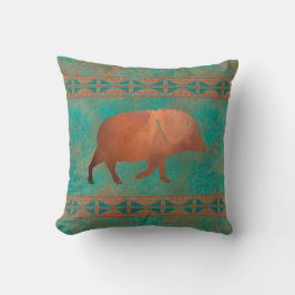 Zuidwesten Javelina Daddy Koper Blauwgroen Patroon Kussen