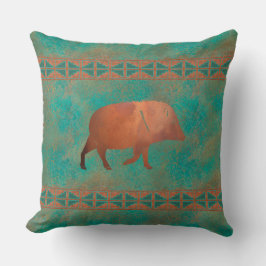 Zuidwesten Javelina Daddy Koper Blauwgroen Patroon Kussen