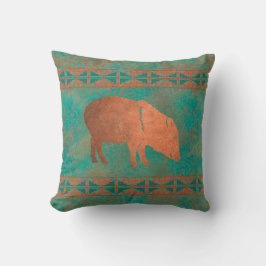 Zuidwesten Javelina Mama Koper Blauwgroen Patroon  Kussen