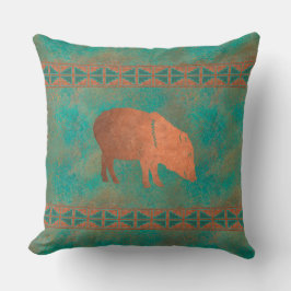 Zuidwesten Javelina Mama Koper Blauwgroen Patroon  Kussen