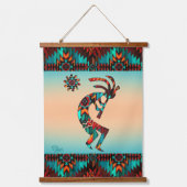Zuidwesten Kokopelli hout met toppen wandtapijt Hangend Wandkleed (Voorkant)