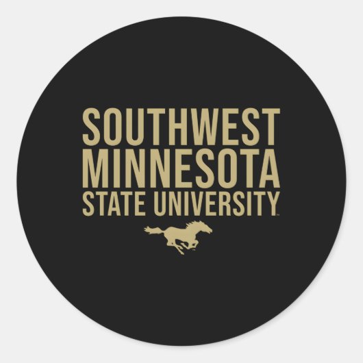 Zuidwesten Minnesota staat Smsu Mustangs gestapeld Ronde Sticker (Voorkant)