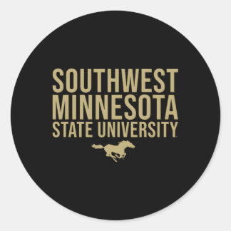 Zuidwesten Minnesota staat Smsu Mustangs gestapeld Ronde Sticker