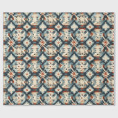 Zuidwesten Modern Blauw Adobe-Patroon Cadeaupapier (Vlak)