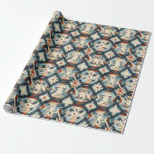 Zuidwesten Modern Blauw Adobe-Patroon Cadeaupapier (Uitgerold)
