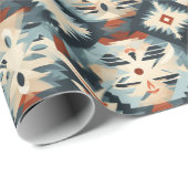 Zuidwesten Modern Blauw Adobe-Patroon Cadeaupapier (Rol Hoek)