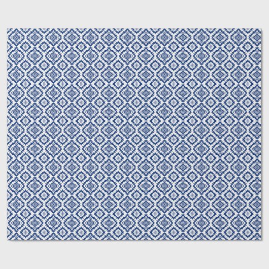 Zuidwesten Navajo Blauw-Wit Etnische Geometrische Cadeaupapier (Vlak)