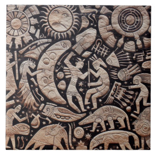 Zuidwesten Petroglyph Design Dieren Maan Dansen Tegeltje