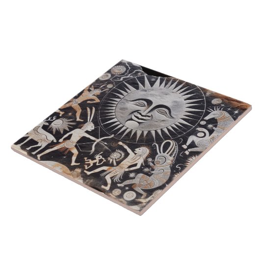 Zuidwesten Petroglyph Design Dieren Maan Dansen Tegeltje (Zijkant)