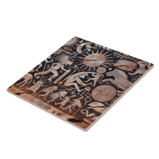 Zuidwesten Petroglyph Design Dieren Maan Dansen Tegeltje (Zijkant)