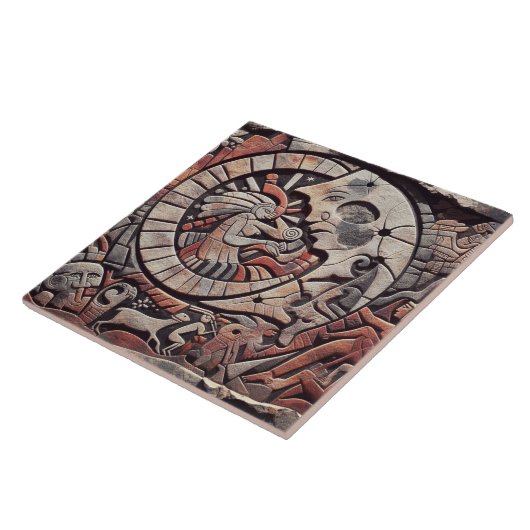 Zuidwesten Petroglyph Design | Maan en dansers Tegeltje (Zijkant)