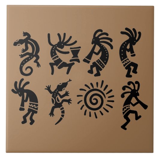 Zuidwesten Petroglyph Kokopelli Brown Tegeltje (Voorkant)