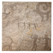 Zuidwesten Petroglyph Native Amerikaanse Keramisch Tegeltje (Voorkant)