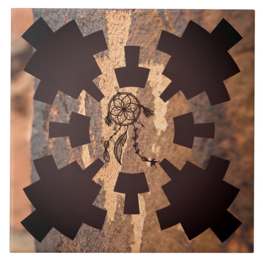 Zuidwesten Petroglyph Native Amerikaanse Keramisch Tegeltje (Voorkant)