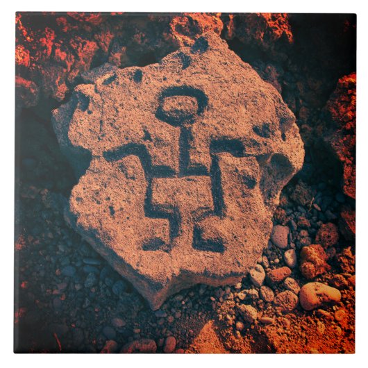 Zuidwesten Petroglyph Prehistorische Kunst Keramis Tegeltje (Voorkant)