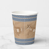 Zuidwesten Pronghorn Antelope Blue Border Papieren Bekers (Rechts)