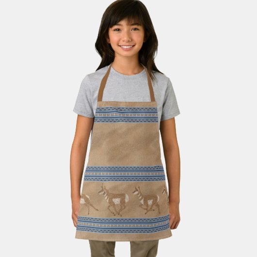 Zuidwesten Pronghorn Antelope Blue Border Small Schort (Insitu)