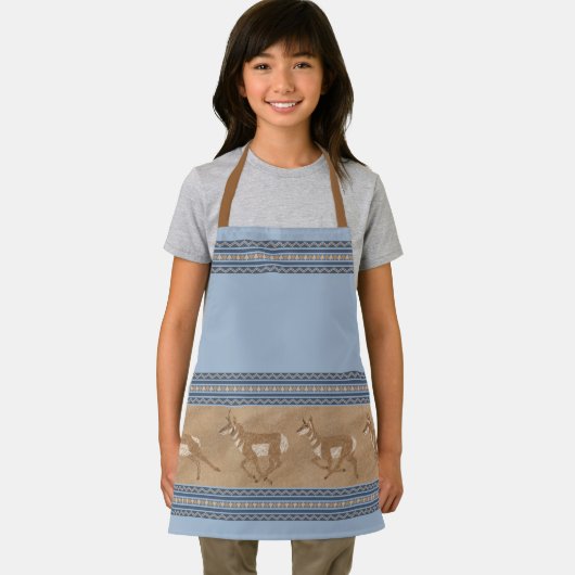 Zuidwesten Pronghorn Antelope Blue Border Small Schort (Insitu)