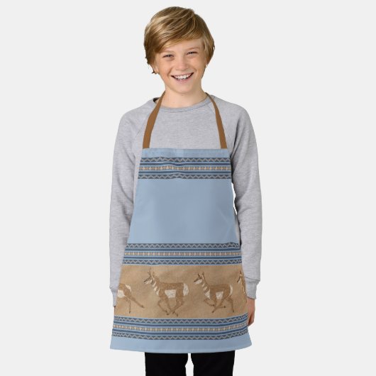 Zuidwesten Pronghorn Antelope Blue Border Small Schort (Gedragen)