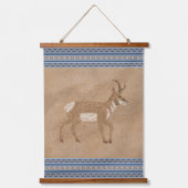 Zuidwesten Pronghorn Wandelen Antelope Blue Border Hangend Wandkleed (Voorkant)