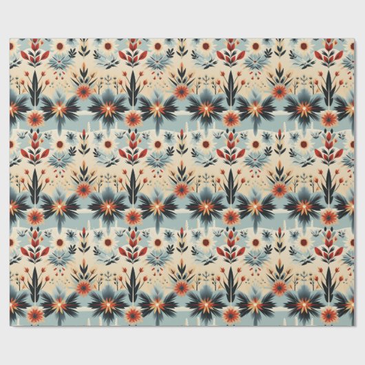 Zuidwesten rustieke bloemenblues verbrand Sinaasap Cadeaupapier (Vlak)