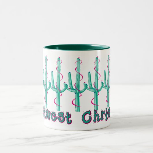 Zuidwesten Saguaro Kerstmis Tweekleurige Koffiemok (Center)