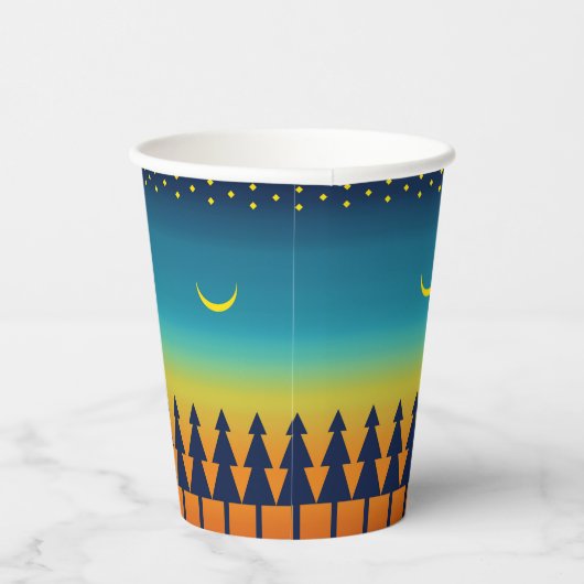 Zuidwesten Sunset Pines en Moon Design Papieren Bekers (Rechts)