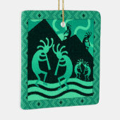 Zuidwesten Turquoise Kokopelli Kerstmis Keramisch Ornament (Rechts)