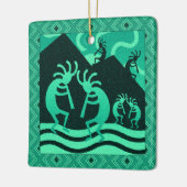 Zuidwesten Turquoise Kokopelli Kerstmis Keramisch Ornament (Links)