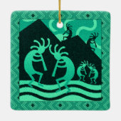 Zuidwesten Turquoise Kokopelli Kerstmis Keramisch Ornament (Achterkant)