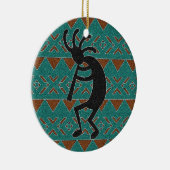 Zuidwesten Turquoise Kokopelli Tribal Design Keramisch Ornament (Rechts)