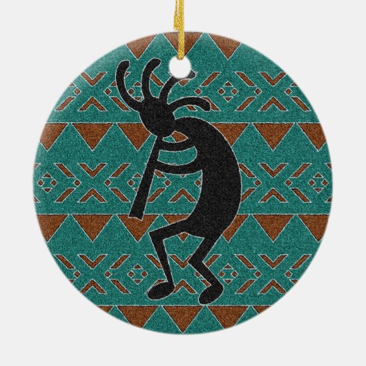 Zuidwesten Turquoise Kokopelli Tribal Design Keramisch Ornament (Achterkant)