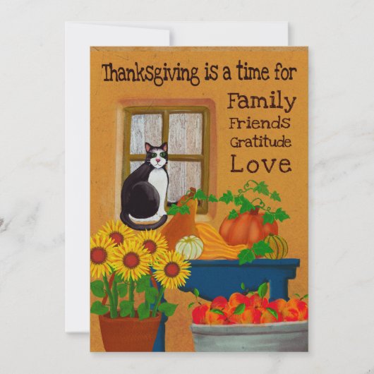 Zuidwesten Tuxedo Cat Thanksgiving Kaart (Voorkant)