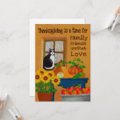 Zuidwesten Tuxedo Cat Thanksgiving Kaart (Voorkant / Achterkant in situ)