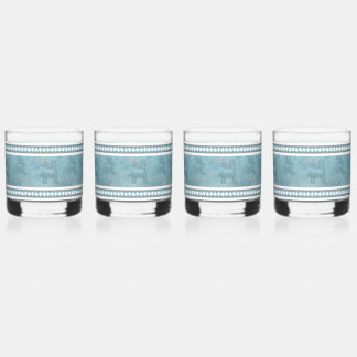 Zuidwesten Winter Herten Blauw en Wit Whisky Glas