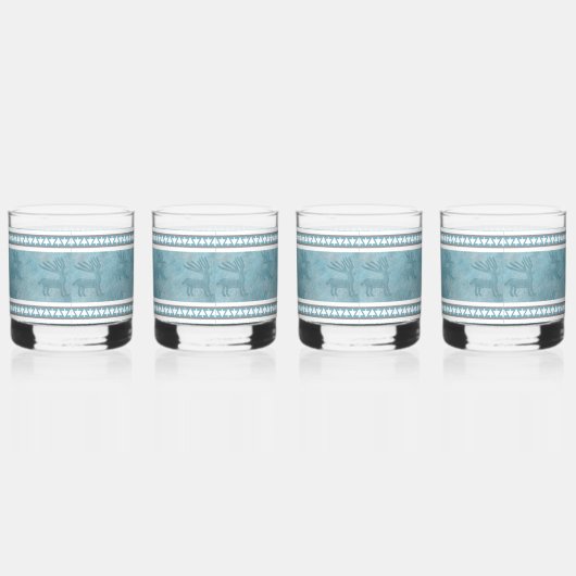 Zuidwesten Winter Herten Blauw en Wit Whisky Glas (Rechts)