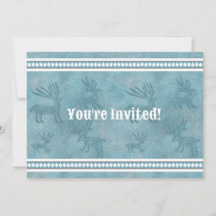 Zuidwesten Winter Herten Blauw Flat uitnodiging