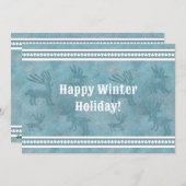 Zuidwesten Winter Herten Blauw Flat Vakantie Groet Feestdagenkaart (Voorkant / Achterkant)