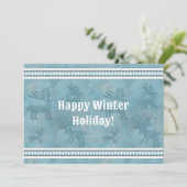 Zuidwesten Winter Herten Blauw Flat Vakantie Groet Feestdagenkaart (Staand voorkant)