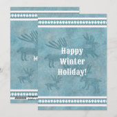 Zuidwesten Winter Herten Blauw Flat Vakantie Groet Feestdagenkaart (Voorkant / Achterkant)