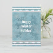 Zuidwesten Winter Herten Blauw Flat Vakantie Groet Feestdagenkaart (Staand voorkant)