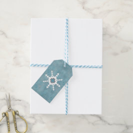 Zuidwesten Winter Sneeuwvlok Blauw en Wit Cadeaulabel