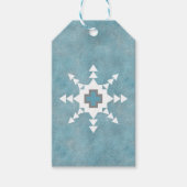 Zuidwesten Winter Sneeuwvlok Blauw en Wit Cadeaulabel (Voorkant)