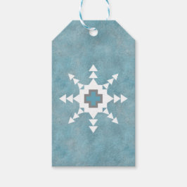 Zuidwesten Winter Sneeuwvlok Blauw en Wit Cadeaulabel