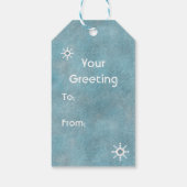 Zuidwesten Winter Sneeuwvlok Blauw en Wit Cadeaulabel (Achterkant)