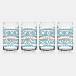 Zuidwesten Winter Sneeuwvlokken Blauw en Wit Blikvorm Glas